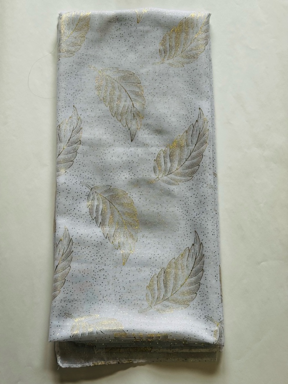 ♥️Sheer White Scarf with Gold Leaf Motif
31”x70” - Picture 9 of 9